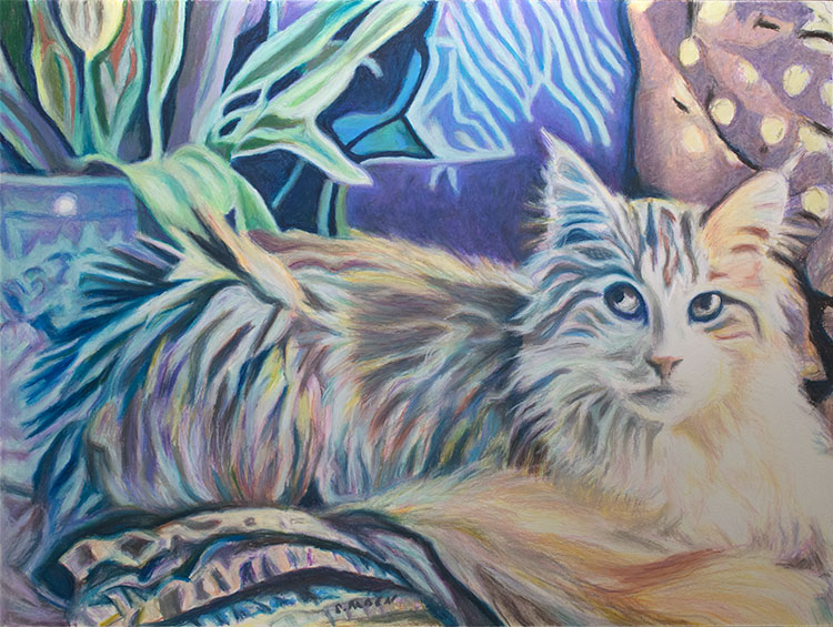 Oil Pastel Painting The Orange Cat Sheila Alden
