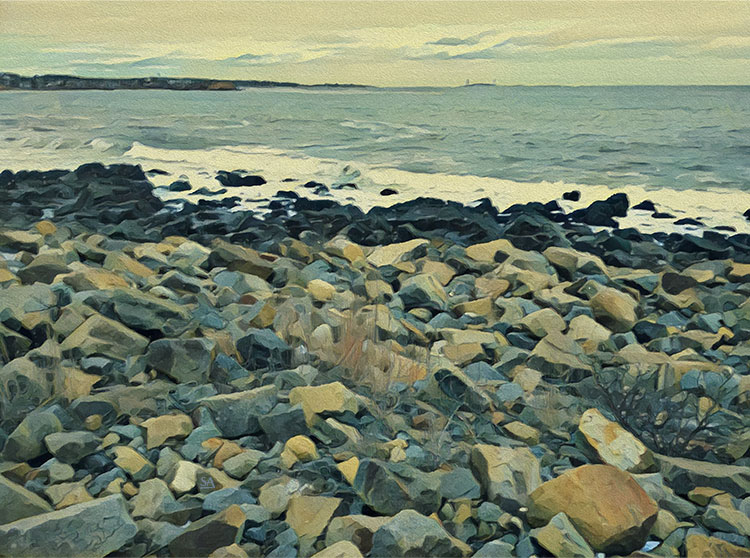 Bass Rocks Gloucester digital artwork