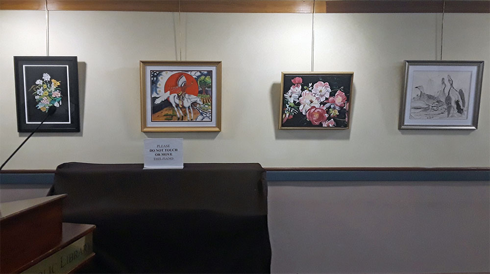 Beverly Public Library art show by Beverly artist, Sheila Alden is being held in the Sohier Room during the month of December.